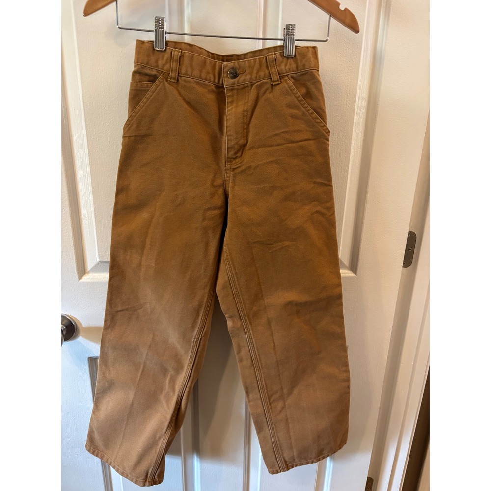 Carhartt Kids Brown Duck Canvas Carpenter Work Pants Size 12 RN 13706